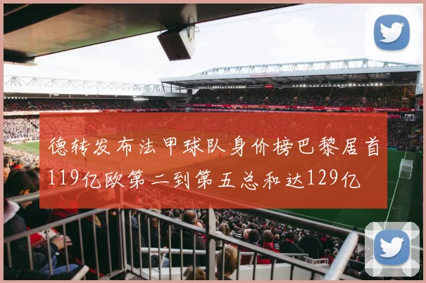 德转发布法甲球队身价榜巴黎居首119亿欧第二到第五总和达129亿